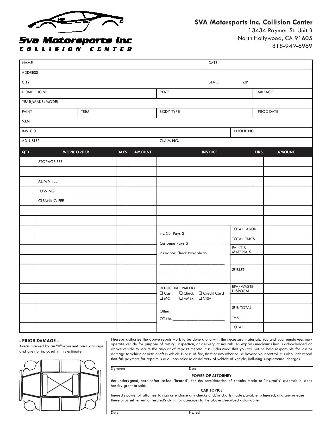 SVA Collision Center Repair Order Thumbnail